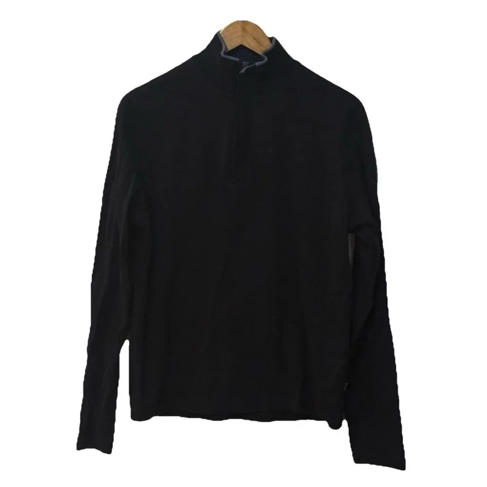 Hugo Boss Piceno 01 Mock Neck Snap Sweater Dark Navy Cotton Regular Fit M
